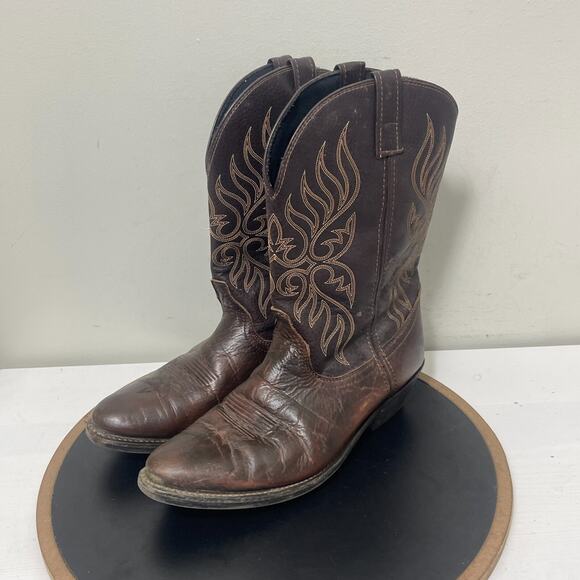 Laredo‎ Cowboy Boots Women 6.5 M Brown Leather Vamp Faux Shaft Western Style - Picture 5 of 11